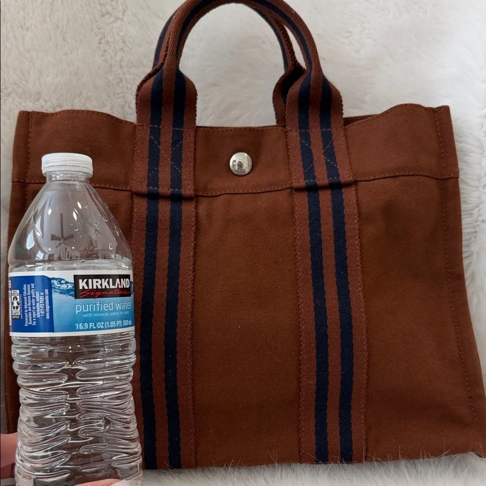 Hermes garden tote small Brown Canvas Bag Authentic! Excellent condition!
